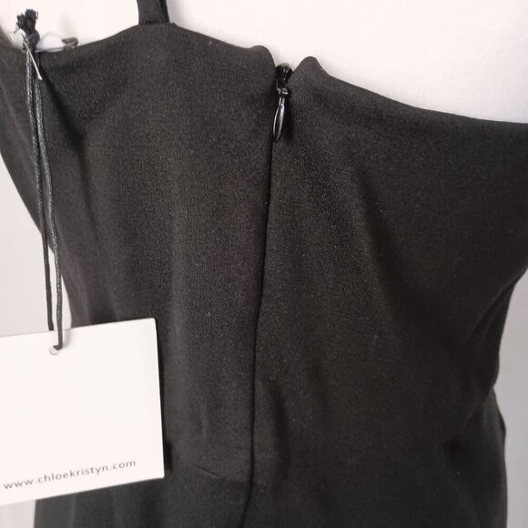 Chloe Kristyn One Shoulder Little Black Dress L NWT $398 Cocktail Party - Picture 12 of 13